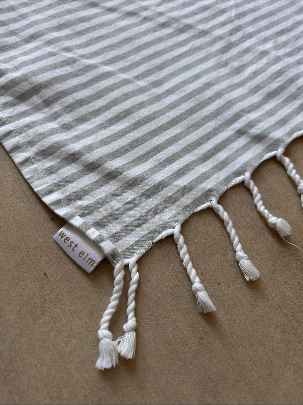 WEST ELM Shower Cotton Curtain with Stripes/Fringes #0501264 - Picture 6 of 16